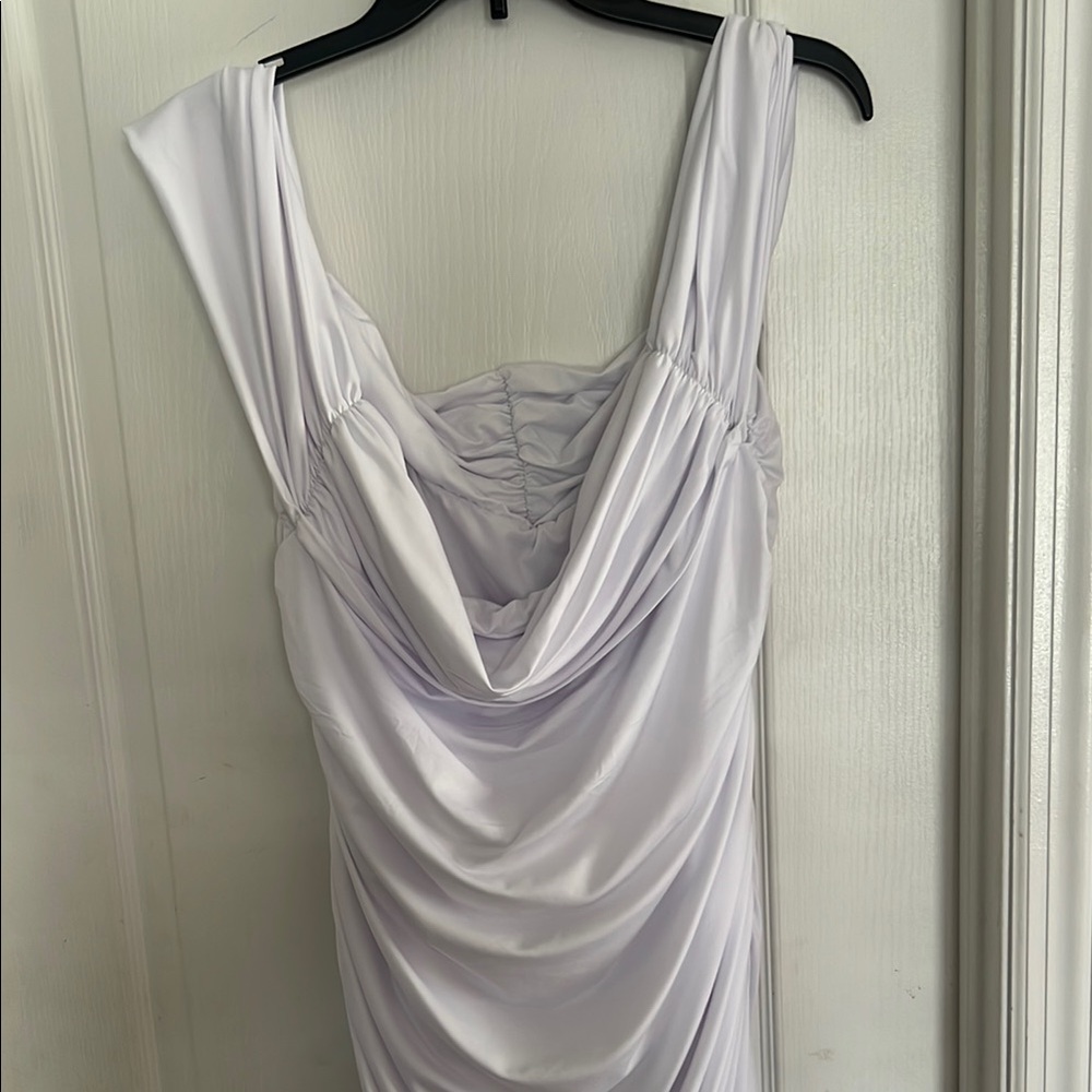 Elegant White Draped Dress